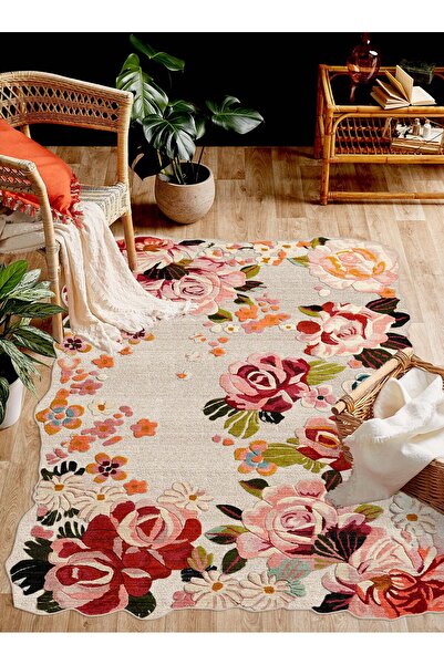 Decomia Home سجادة مدخل غرفة المعيشة مطبوعة رقمية مضادة للانزلاق وقابلة للغسل في حديقة الزهور - Runner-d4033