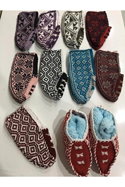 Aksuhome Kadın Standart Kalıp Çeyizlik Bohçalık Yün Patik 10'lu Paket