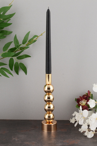 TR Turan Collection Esin Şamdan Gold Kaplama Dekoratif Metal Mumluk Bb