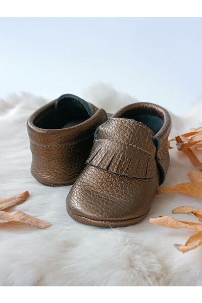 Hodore Rocco Copper Genuine Leather Baby Booties Moccasin