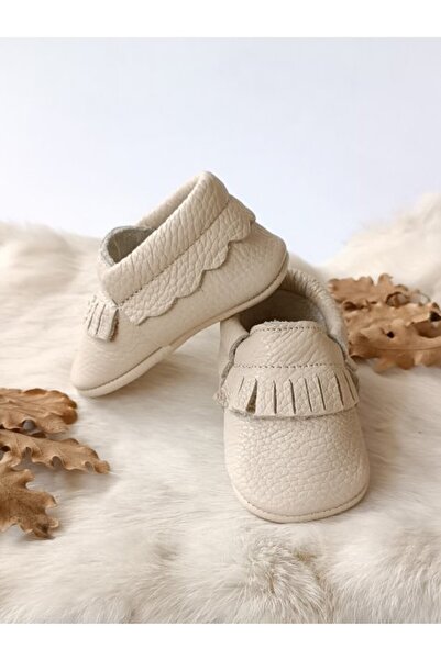 Hodore Rocco Cream Genuine Leather Baby Booties Moccasin