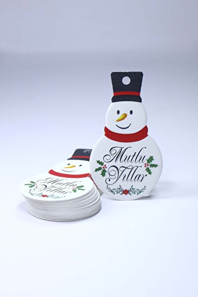 Vice Snowman Themed New Year Tag - Happy New Year - Christmas Gift Tag (4,5 X8cm) 40 Pieces