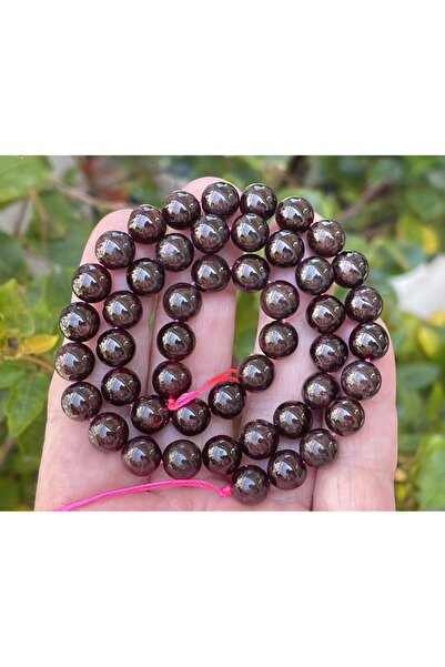 Lal Garnet -8 mm -40cm Küre Kesim Doğal Taş Dizi -Bedensel Güç Taşı