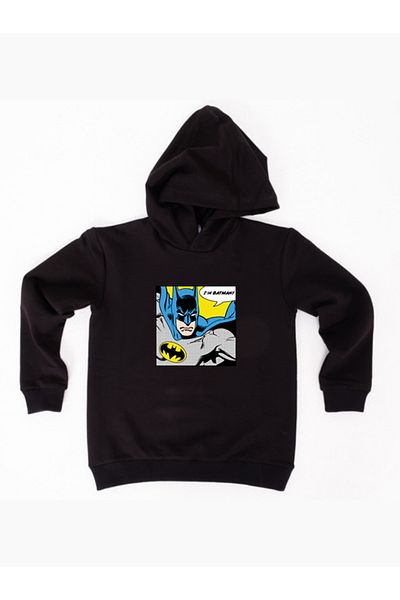 Batman printed hooded cotton fabric children's sweatshirt