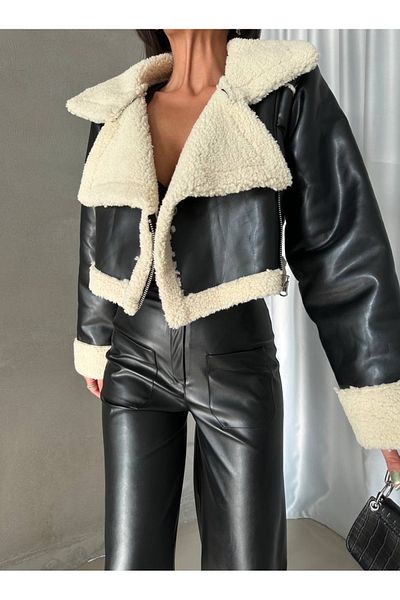 Ekim Store Плюшено кожено яке