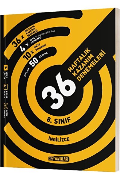 Hız Yayınları 8. Sınıf İngilizce 36 Haftalık Kazanım Denemeleri Hız Yayınları