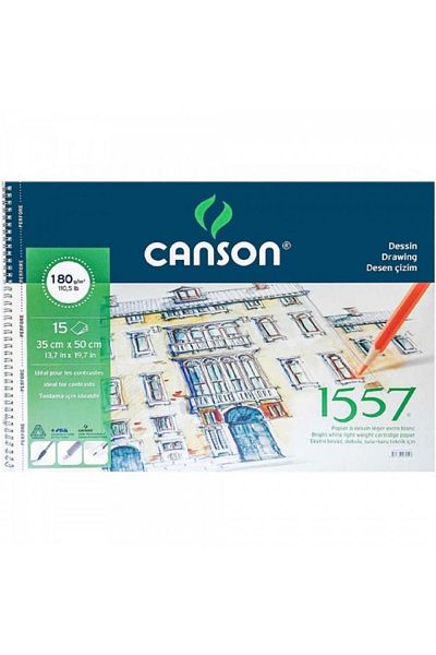Canson 1557 Dessin Drawing Light Grain 180gr Spiral Drawing Notebook 15 Pages 35x50cm