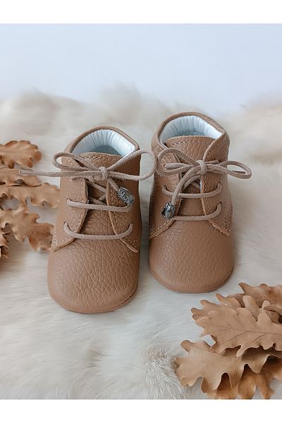 Hodore Milky Brown Genuine Leather Baby Booties