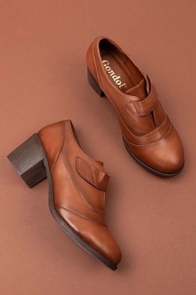 Gondol Women's Genuine Leather Comfortable Heeled Shoes Anl.7092