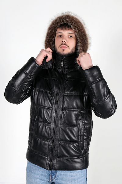 WOOG DERİ 013 Model Men's Navy Blue Genuine Leather Jacket