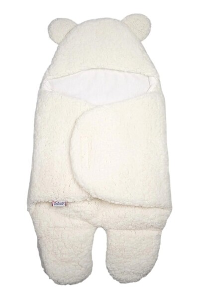 Bebecix 4503 Model Baby Curly Plush Footed Sleeping Bag - External Swaddle