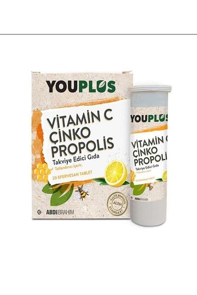 Youplus 20 Effervescent Tablets - Vitamin C and Zinc Propolis