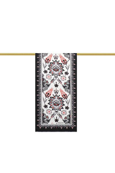 Bursa İpek Black Gray Tile Tulip Voile Silk Scarf