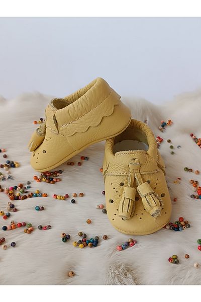 Hodore Axel Lemon Yellow Genuine Leather Baby Moccasin