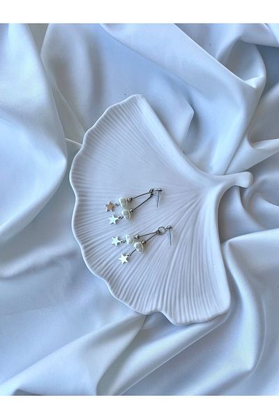 TREND Miyamila Collection Silver Star Detailed Pearl Earrings