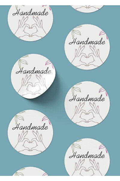 Foldart Hand Made Etiketi Yuvarlak Sticker 4cmx4cm 70 Adet
