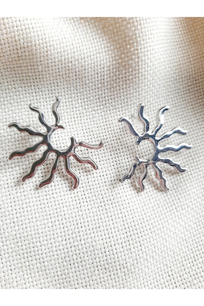 Patiska أقراط نسائية فضية اللون موديل الشمس