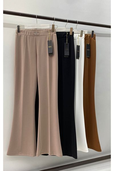 AKŞEN GİYİM BOL LYCRAL SCUBA CREPE FABRIC BUCKLE LIGHTBROWN SPANISH PANT