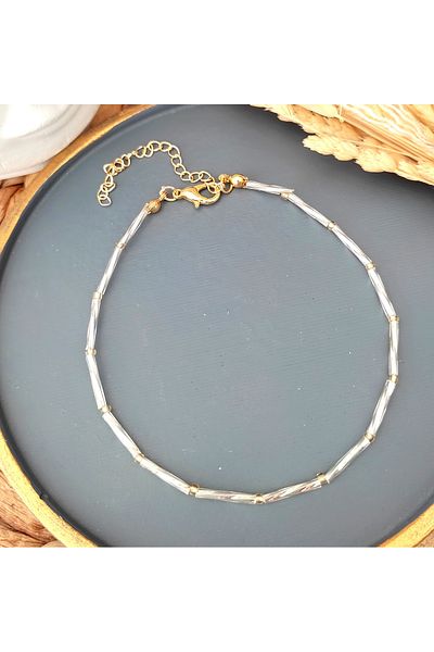 HALHALMILL Shiny Gray Stick Anklet