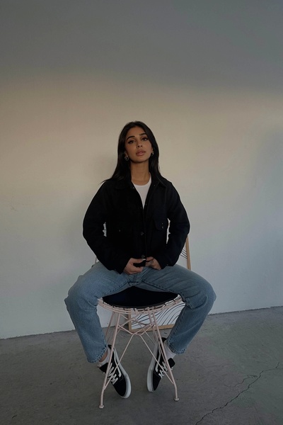 Eka Γυναικείο κοντό κασμίρ παλτό μαύρο Snap-On 1009-0797