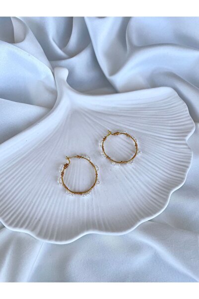 TREND Miyamila Koleksiyonu İnci Boncuk Gold Halka Küpe