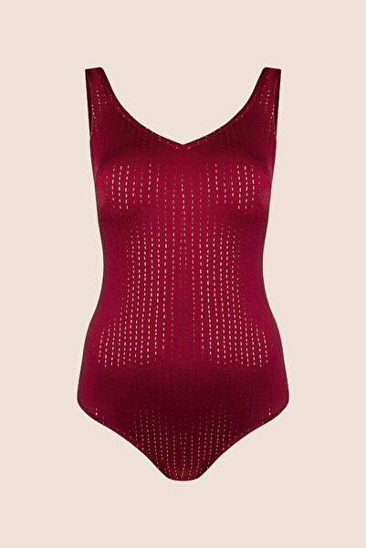 AYYILDIZ Burgundy Glittered Swimsuit