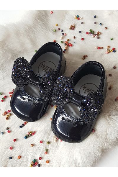 Hodore Alice Patent Leather Stoned Navy Blue Leather Loafer