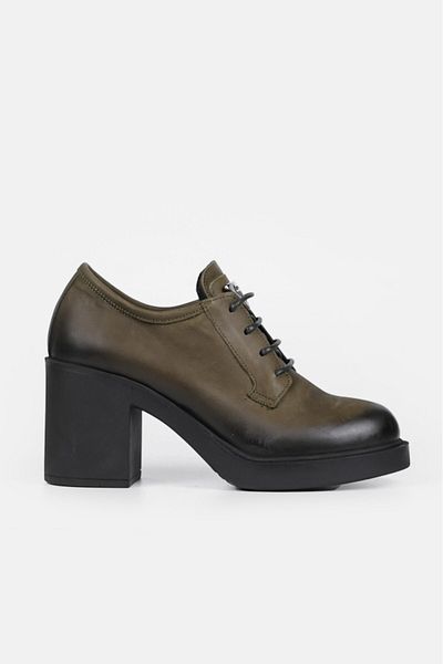 TUNAELLİ PANTOFI OXFORD VERDE VERDE DE PIELE NATURALĂ PENTRU FEMEI