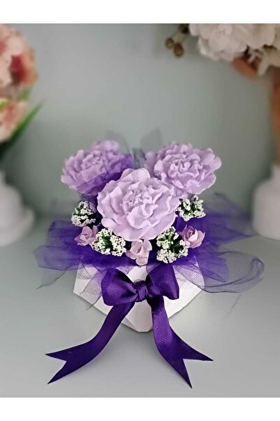 StoneGiftDesign Rüya Serisi Lila Mor Karanfil Kokulu Taş Çiçek Aranjmanı