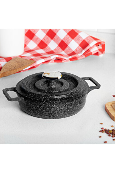 Aryıldız Fontal Cast Alu Granite 14 Cm Mini Combed Pot - Black