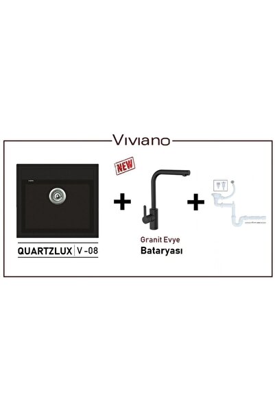 Vıvıano | | 1 Göz 50x56 Cm Siyah Granit Evye + Granit Batarya
