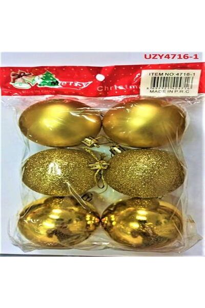 DÜVENCİ TİCARET ORNAMENT DE PETRECERE PE ARBORE TOP 6 BUC 6CM AUR