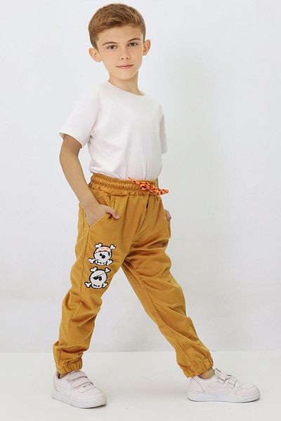 CANBİX Boy's Velvet Trousers - Skull Embroidered