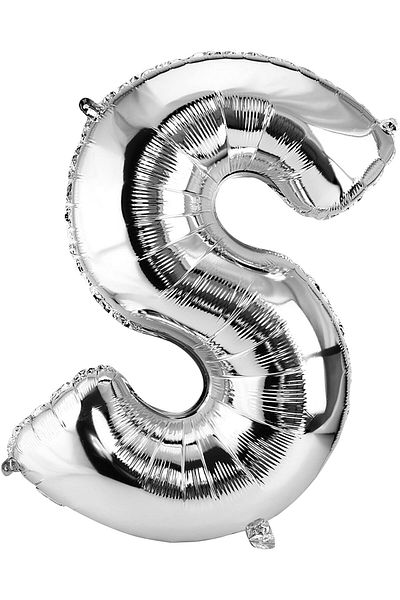 Deniz Party Store Silver Foil Balloon Medium Size (S) Letter