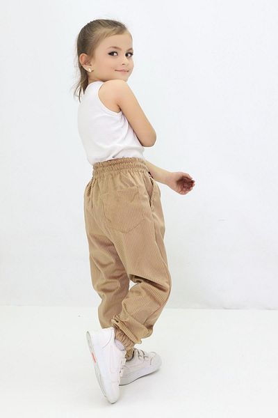 CANBİX Girl's Emoji Embroidered Velvet Trousers
