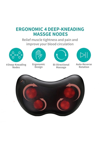 Eragon ERG-719 Shiatsu Ovmalı Isıtmalı Masaj Yastığı Boyun, Omuz, Sırt Masaj Aleti