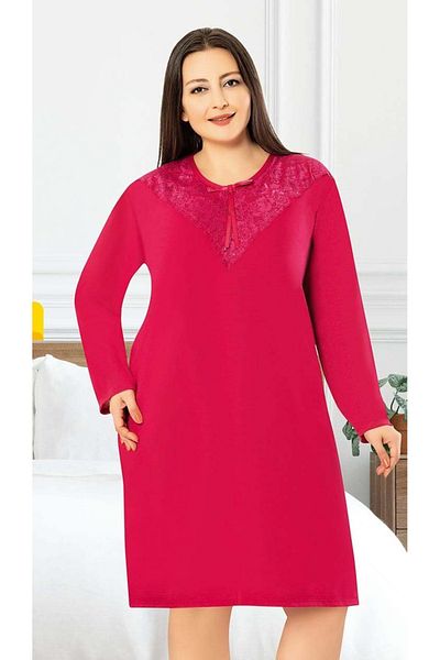 Ladytime Large Size Lace Collar Long Sleeve Women's Nightgown (Long Nightgown) 1612