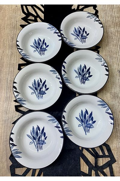 Yiğit Seramik Züccaciye Başak Gray Model 6 Pieces Soup Plate, Bowl