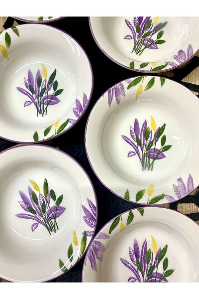 Yiğit Seramik Züccaciye Başak Lilac Model 6 Pieces Soup Bowl