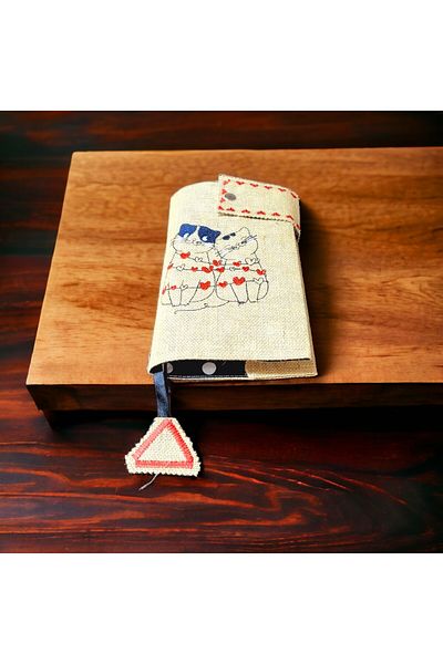 shules collection Pisici îndrăgostite brodate? Carcasă pentru cărți și notebook