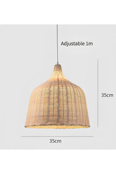 AbajurAksesuar Large Rattan Bamboo Single Chandelier