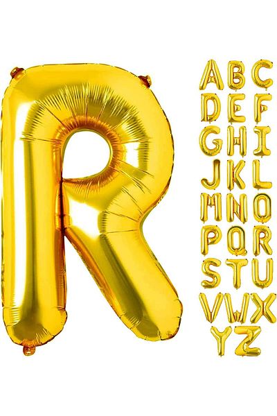 Deniz Party Store Gold Foil Balloon Medium Size (R) Letter
