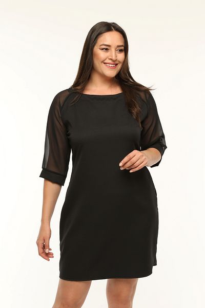 Curvy Trend Φόρεμα Atlas με μανίκια σιφόν με στρογγυλή λαιμόκοψη