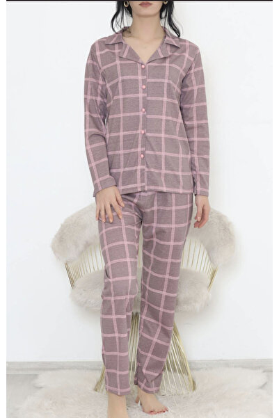 Genel Markalar Kadın Önü Düğmeli Pijama Takımı Gülkurusu - 150.1287.