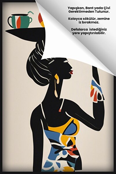 Pi Papers Afrikan Siyahi Kadın Portresi - Bohem Matisse Tarzı Yüksek Çözünürlüklü Duvar Poster