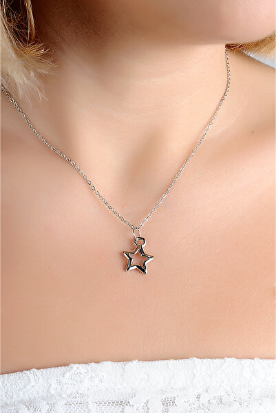 EUROMODA Silver Color Jewelry Set with Star Design, Necklace and Earring Matching