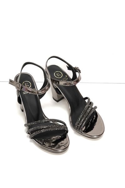 KAFKASLAR AYAKKABI KAFKASLAR Jewelled Platform Thick Heel Shiny Wedding Evening Dress Shoes