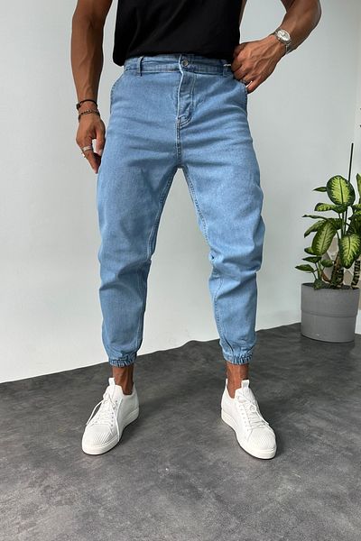 MADZEYMODA Ανδρικό μπλε πόδι ελαστικό τζιν παντελόνι Lycra -mz034-
