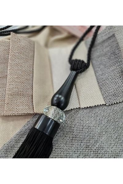 Akcan Black Color Black Crystal Drop Long Bracelet