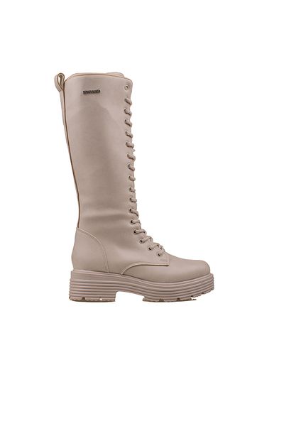 Pierre Cardin Κρεμ γυναικείες μπότες με κορδόνια PC-52444